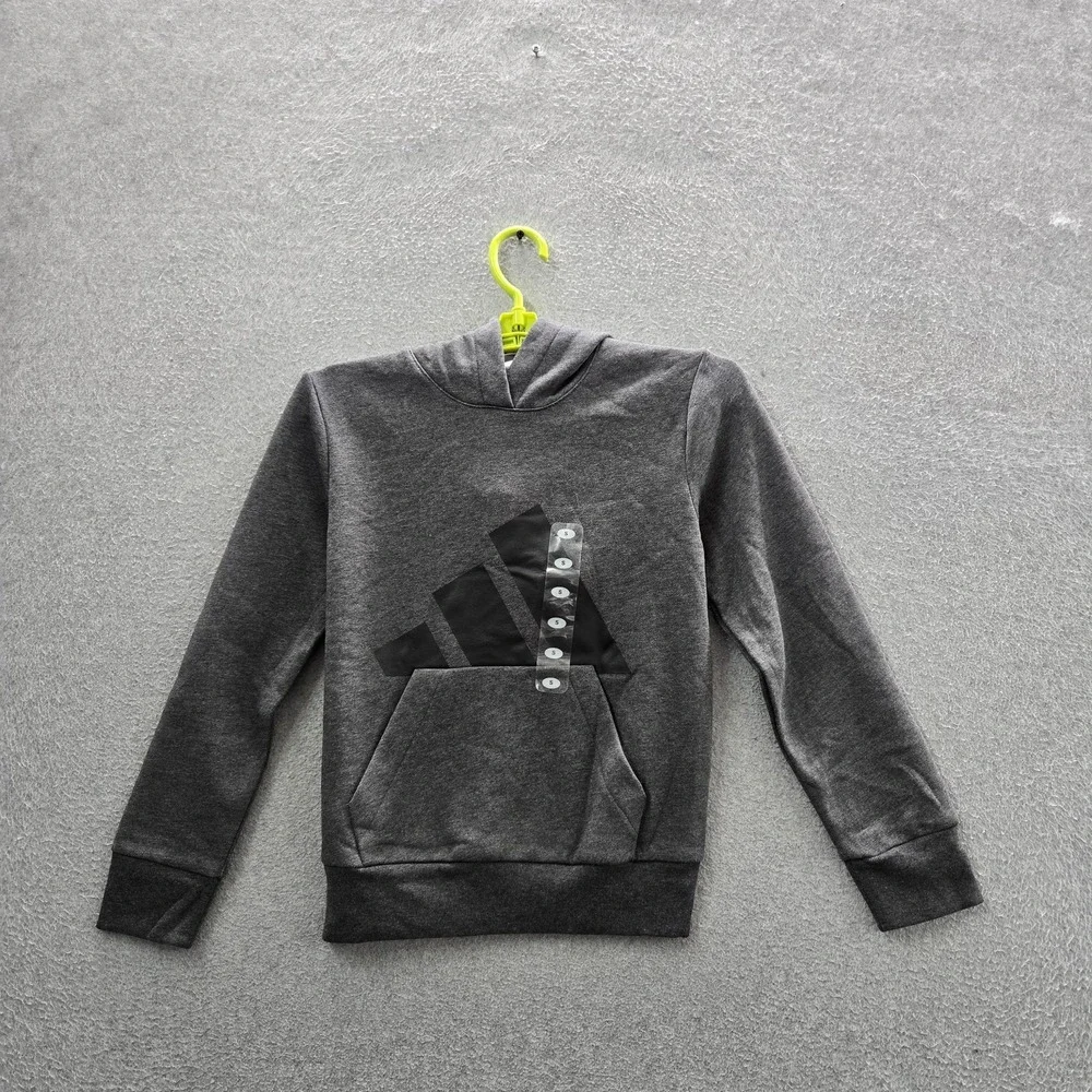 Adidas Boy Hoodie S Gray Fleece Activewear Fleece Pullover